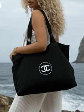 Chanel Black Canvas CC Logo ‘No. 1 De Chanel Shopping Tote With Box